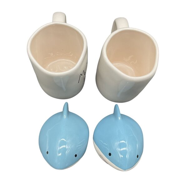 Mommy Shark & Baby Shark Ceramic Mugs Rae Dunn Set Of 2 Ceramic 7"H - Picture 5 of 6